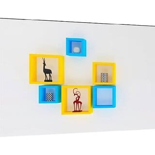 Onlinecraft Room Wall Decor Wooden Wall Shelf (Number Of Shelves - 6, Multicolor)