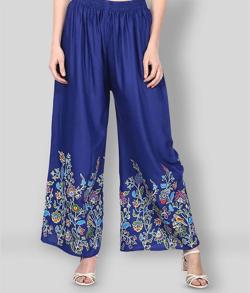 PIHUINDUSTRIES - Blue Rayon Flared Women's Palazzos ( Pack of 1 )