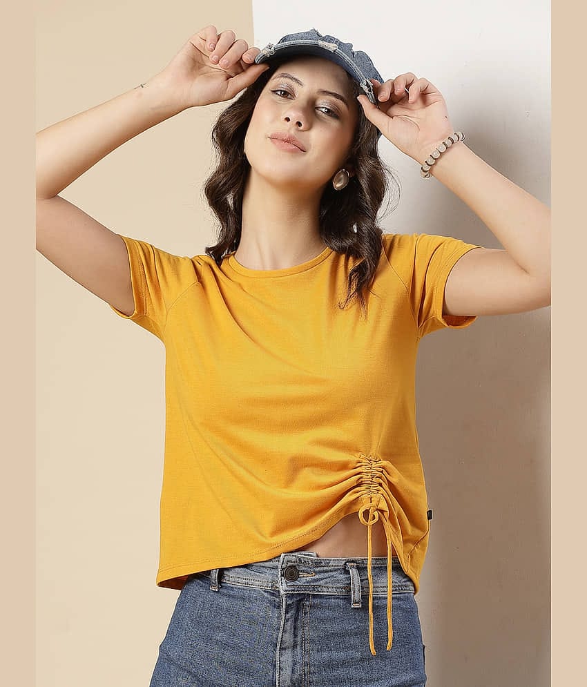 Rigo Women's Cotton Drawstring Top ( Yellow )