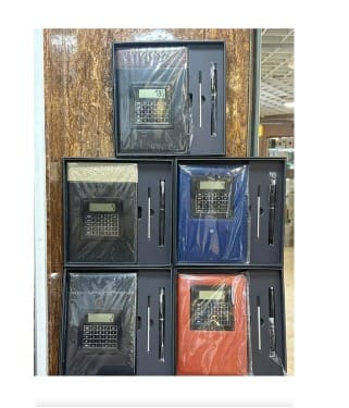 Notebook with rotating calculator and pen Random  Color