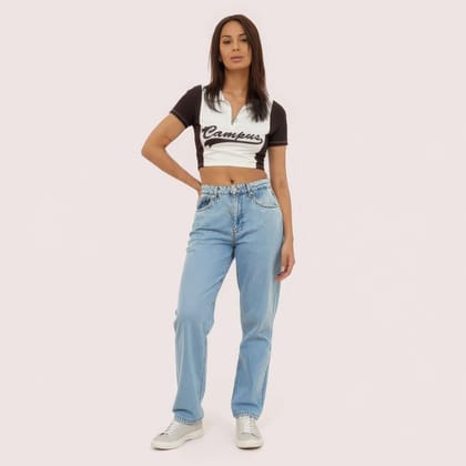 "Camper Chic" Contrast Zip Crop Top "Camper Chic" Contrast Zip Crop Top