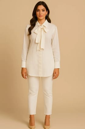 Swarovski White Natural Crepe Shirt Swarovski White Natural Crepe Shirt