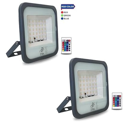 Waterproof Ultra Bright RGB (Red, Green, Blue) LED Flood Light with Remote Control for Outdoor Purposes (100 Watt, 2)