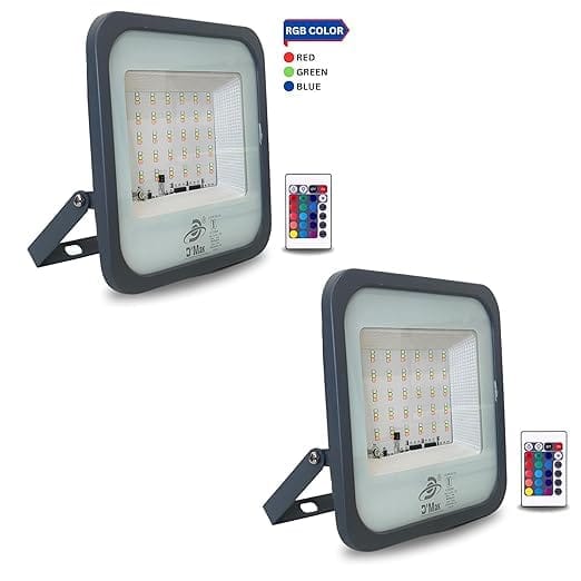 Waterproof Ultra Bright RGB (Red, Green, Blue) LED Flood Light with Remote Control for Outdoor Purposes (100 Watt, 2)