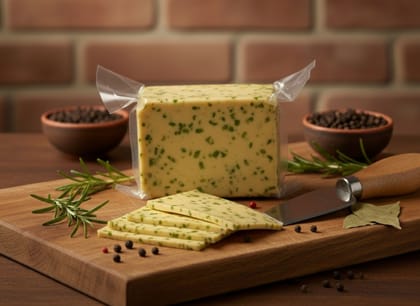 Mishti Gourmet Premium Artisanal Basil Cheddar Cheese 200g-0% Preservatives