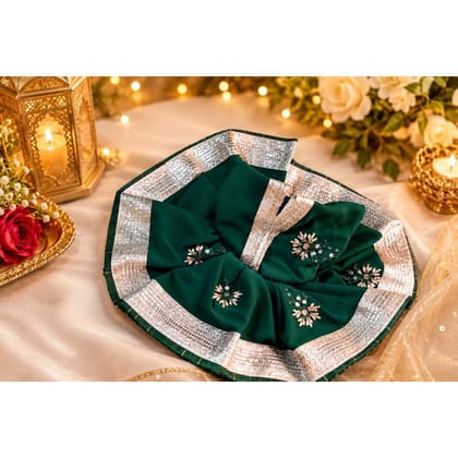 Emerald Velvet Deity Dress with Silver Embroidery