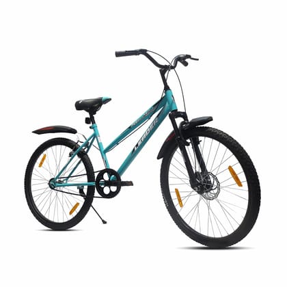 Leader Urban Girl 26T City Bike With Front Suspension And Disc Brake| Ideal For Girls 26 T Girls Cycle/Womens Cycle (Single Speed, Green, Black)
