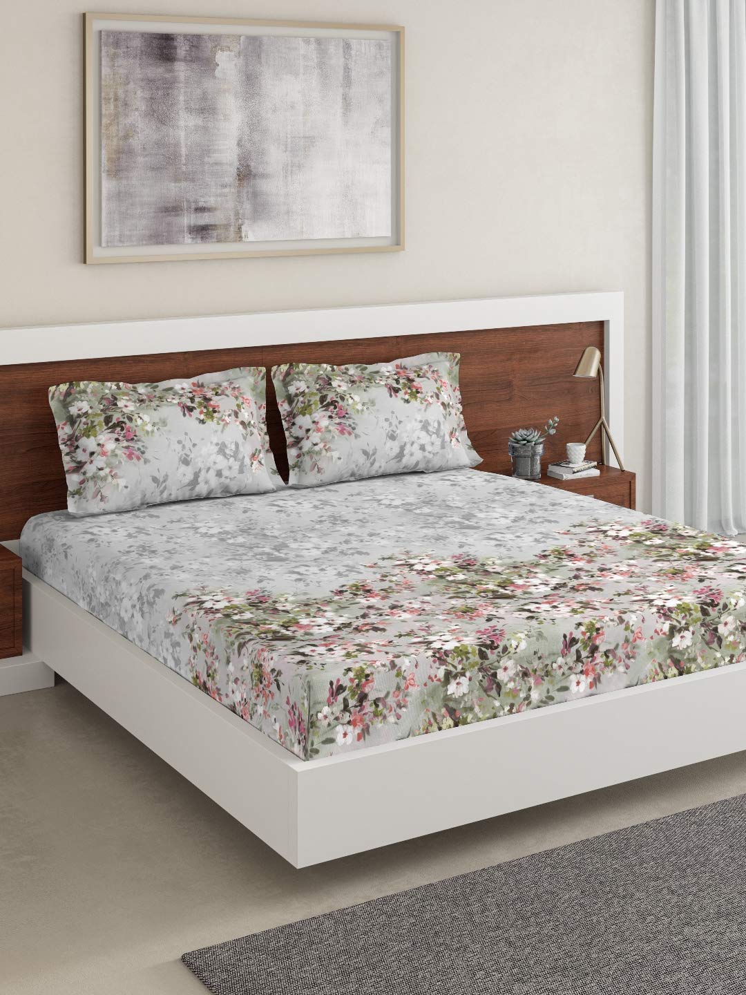 DDECOR - Classic Collection 100% Cotton Floral Pattern 180TC Super King |274 CM X 274 CM| Red