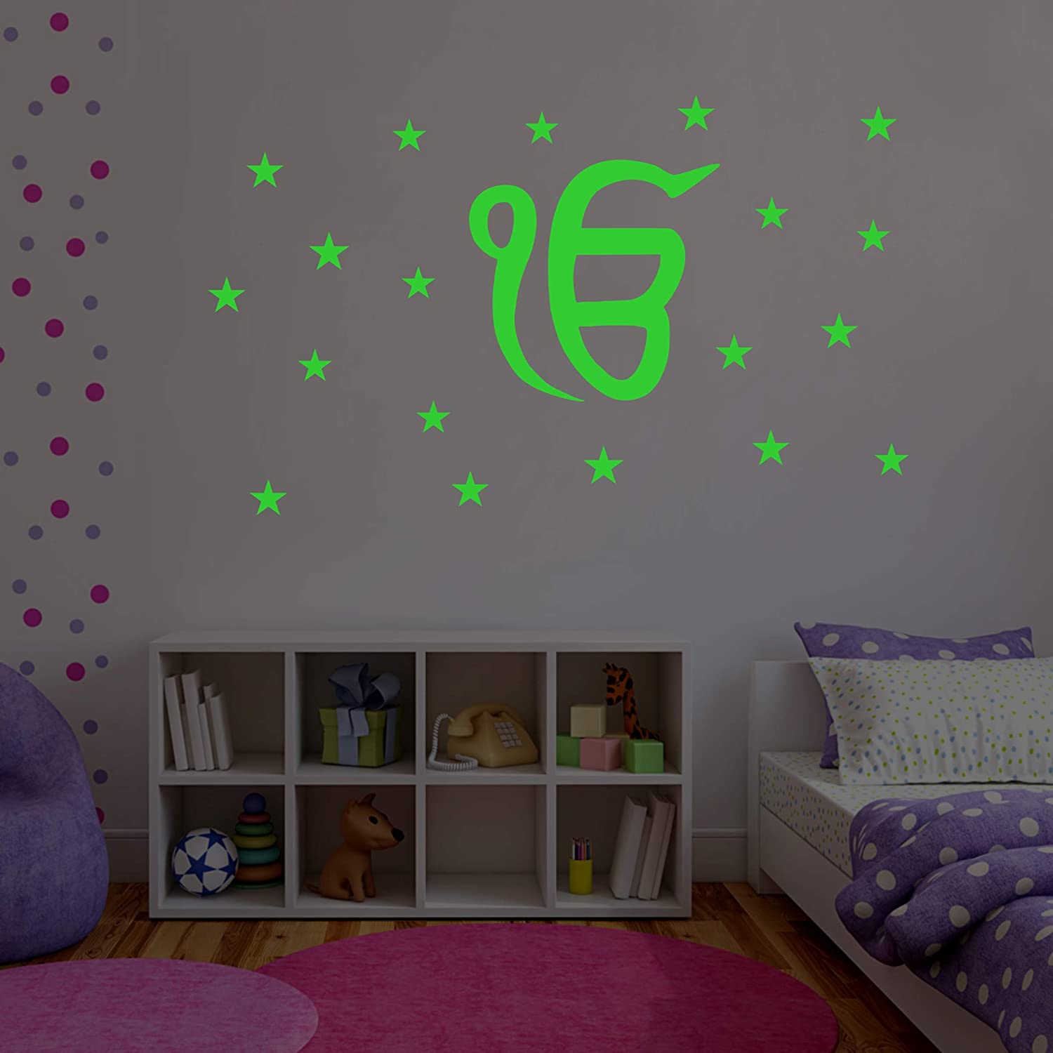 DreamKraft 35 Pieces Glow in The Dark Religious Decor Radium Sticker (Green, 72 cm X 43 cm)