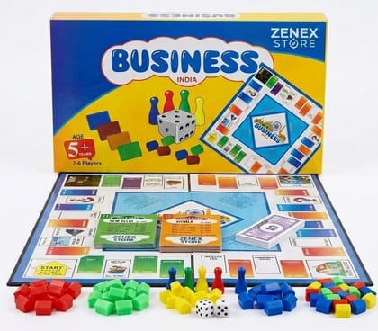 Zenex Store Business India Board Game 2-6 Players, Business Board Game India - Strategy Game Money & Assets Board Game - Blue