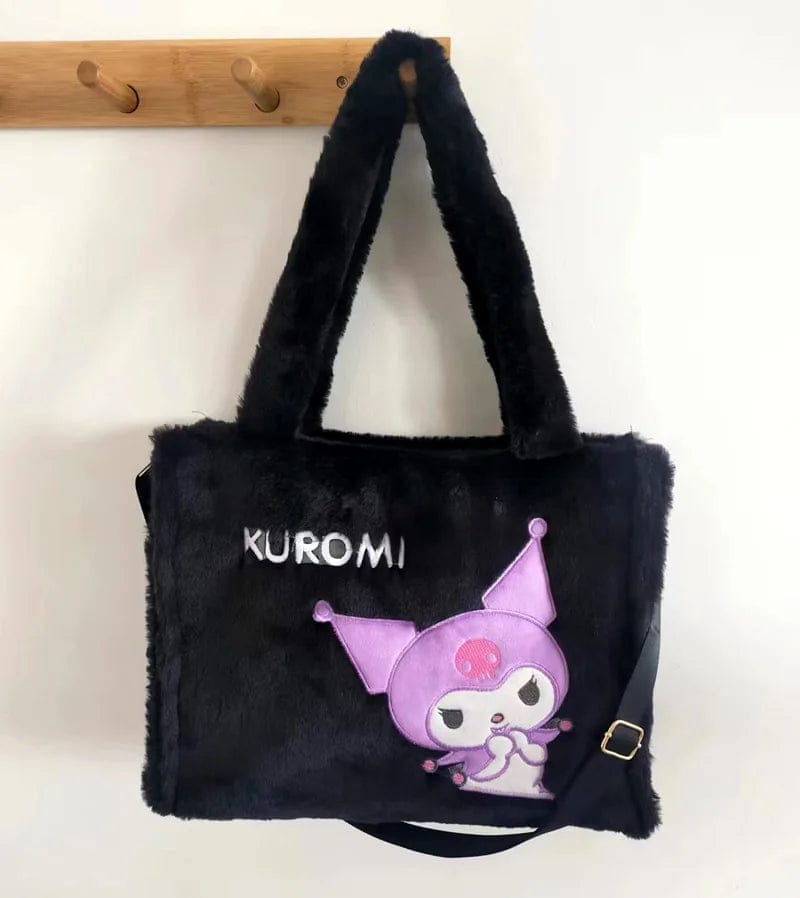 Hot Selling Cute Sanrios Kuromi Cartoon Rabbit Plush One Shoulder Women's Bag Cute Makeup Plush Bag Handbag