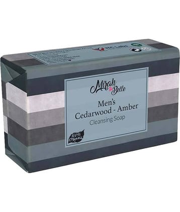 Mirah Belle - Organic Mens Soap 125 gm - With Cedarwood & Amber - For Dry & Rough Skin- Handmade Soap