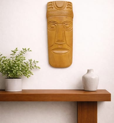 Hand-Carved Solid Teak Wood Tribal Face Mask Wall Hanging ( medium size  )