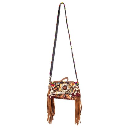 PREET SPICE Rajasthani Handwork Cross Body HandBag, Embroidered, Fringe, Cowrie Shells, Adjustable Strap Pattern for Women and Girls, Festivals or Parties PREET SPICE Rajasthani Handwork Cross Body HandBag, Embroidered, Fringe, Cowrie Shells, Adjustable Strap Pattern for Women and Girls, Festivals or Parties
