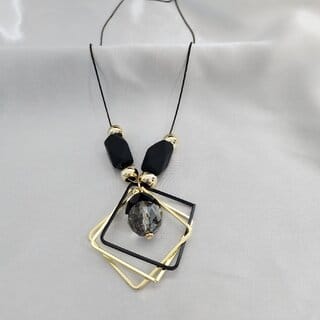 Stylish Long Chain Black Stone Necklace for WomenGirls