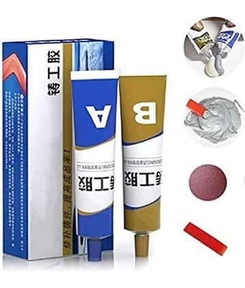 Geeta times- Magic Metal Mending (2 pc), Industrial Heat Resistance Cold Weld Metal Repair Paste Adhesive Gel, Ab Strong Glue Universal Metal Plastic Weld Repair Glue Aluminum, Chrome, Stainless Steel
