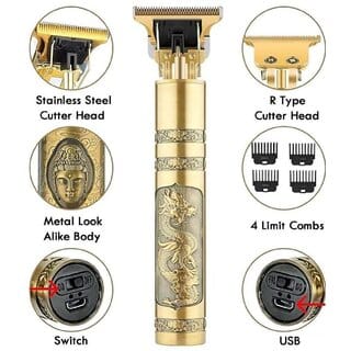 Lightweight Golden Cordless Trimmer for Men | Multi Grooming Kit, Rechargeable Beard & Hair Trimmer
