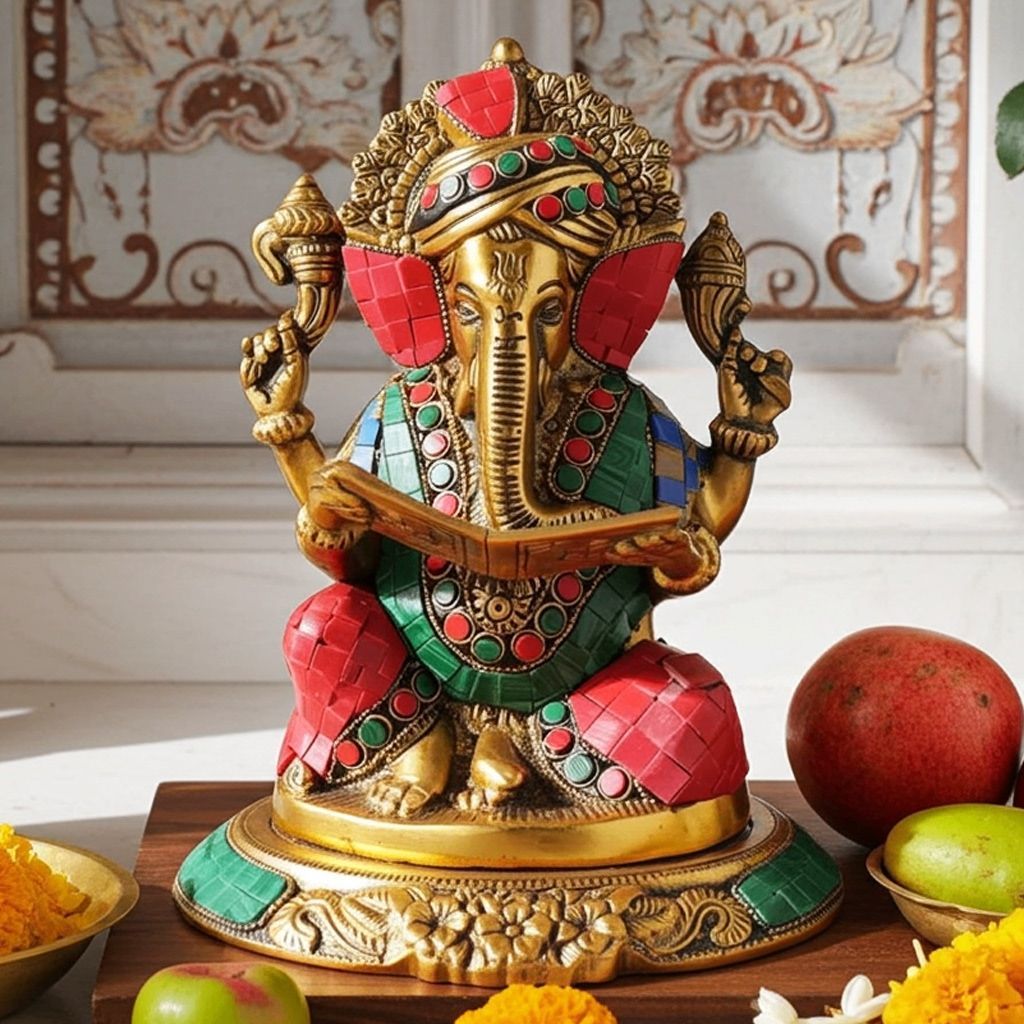 Aluminium Showpiece Ganesh Statue (ASMAS406 G)