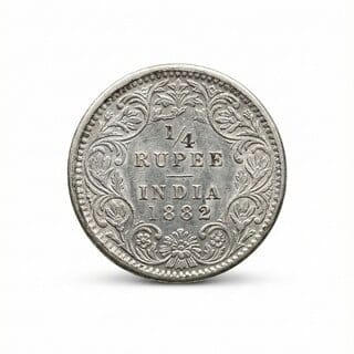 Silver-plated 1/4 Rupee 1882, Victoria Silver Plated Ancient India Coin Variant