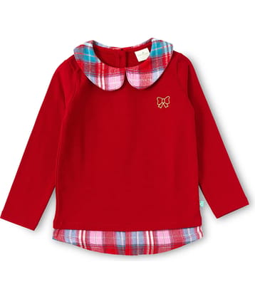 Juscubs Pack of 1 Girls 100% Cotton Top ( Red )