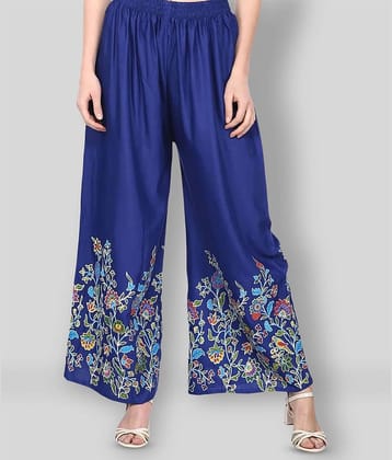 PIHUINDUSTRIES - Blue Rayon Flared Women's Palazzos ( Pack of 1 )