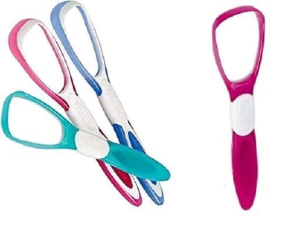 Elecsera Pack of 4 Tongue Cleaner with capsule holder for Travel, portable capsule shaped tooth brush, tooth paste storage plastic case