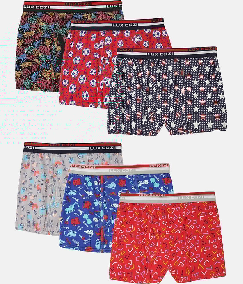 Lux Cozi Pack of 6 Boys Cotton Trunks ( Multicolor )