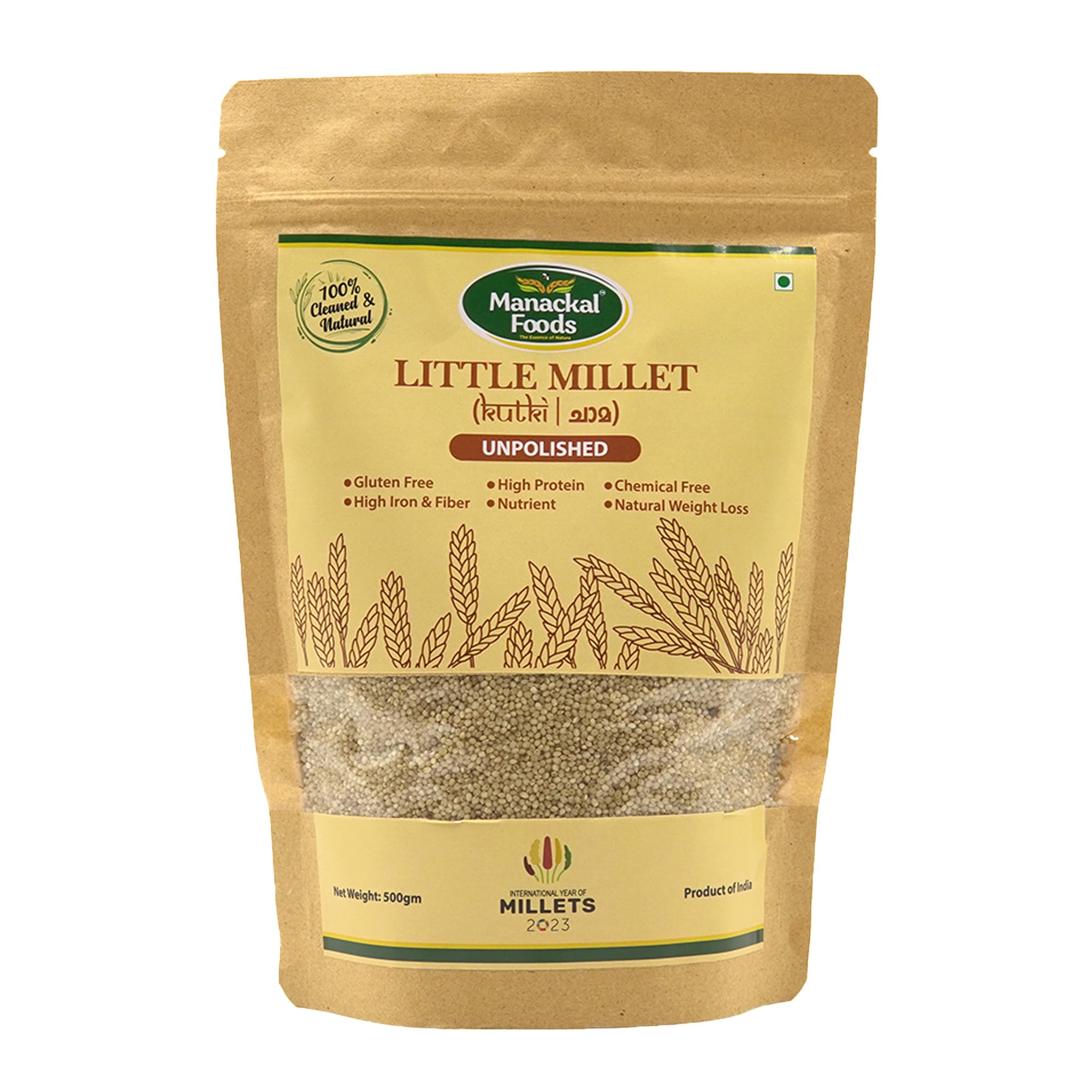 Little Millet Whole Grain 500g | Natural & Unpolished Gluten-Free Superfood | High Fibre, Protein & Iron | Healthy Millet Rice Alternative