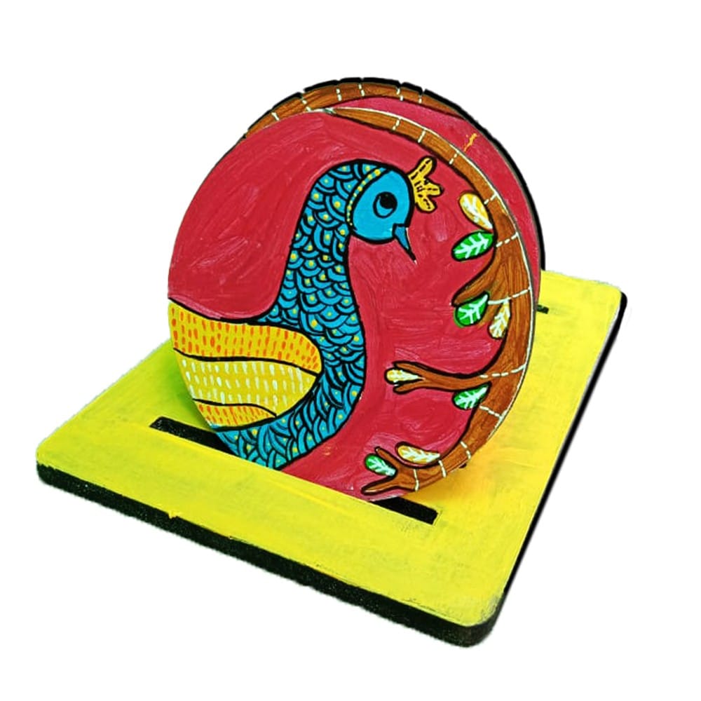 Gond Art on Round Tea Coasters with stand DIY Kit by Penkraft