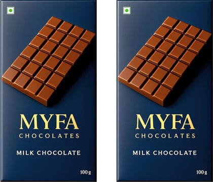 Myfa Chocolates Milk Chocolate Bar | A Luxury Mouth Melting Chocolate Bar | Pack of 2