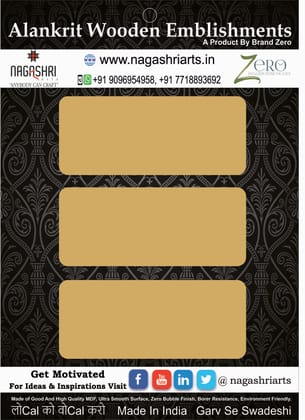 Brand Zero MDF Rectangle Name Plate Without Holes - Pack of 3 Pcs