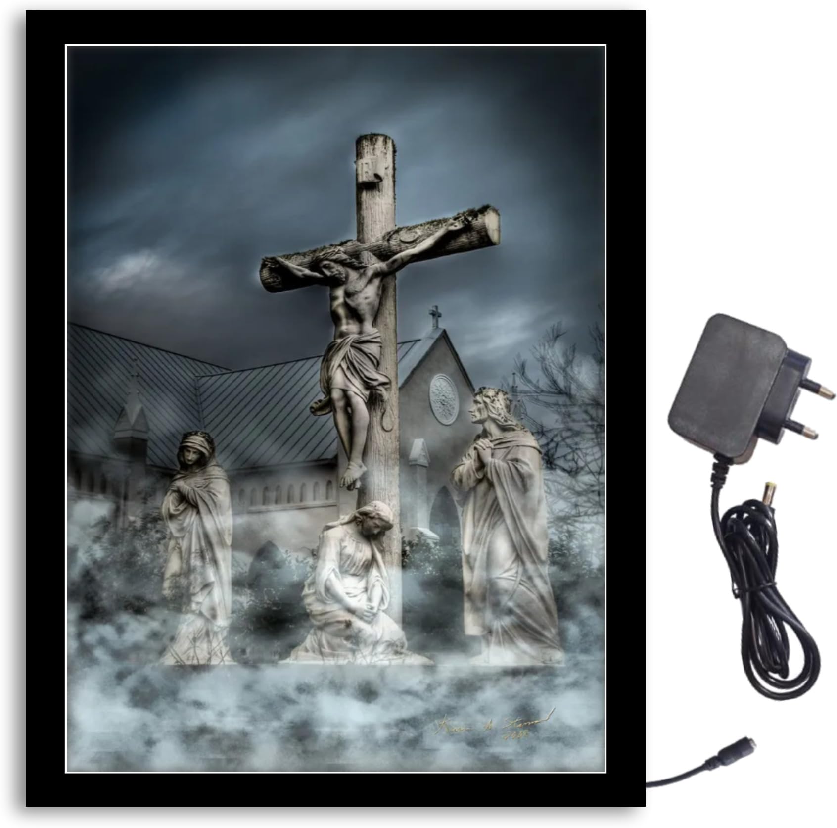 NOKKES Jesus Light Photo Frame 8X10 inch Led Light photo Frame With Light Adaptor Led Light Photo Frame Black Color Photo Frame_AQW149