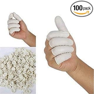 AAbha Latex Fingertips Protective Small Rubber Gloves/Finger Cots (100 Piece)