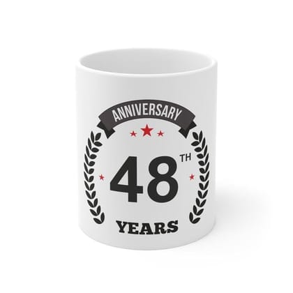 DARSHANS Ceramic 48th Anniversary Printed Coffee Mug (Color: White, Capacity:330ml)