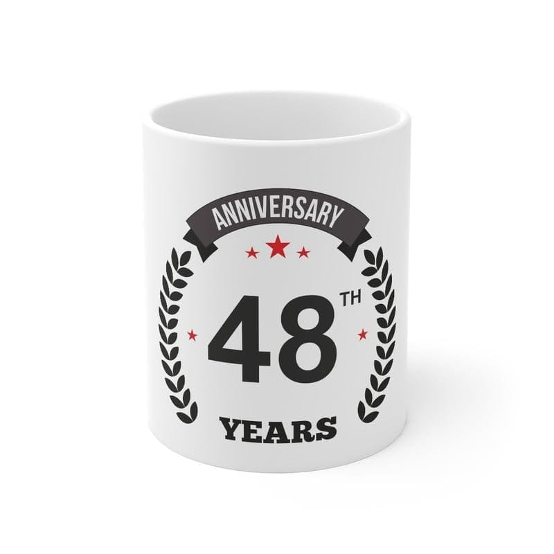 DARSHANS Ceramic 48th Anniversary Printed Coffee Mug (Color: White, Capacity:330ml)