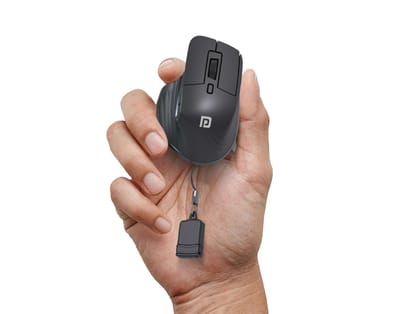 Portronics Toad Mino Wireless Mouse, White Toad Mino Rechargeable, Bluetooth & 2.4 GHz, Ultra-Compact Size, Multi-Device Pairing - Black