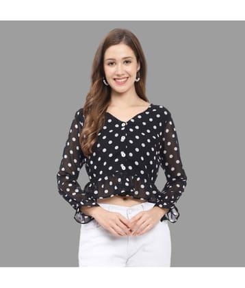 GALWIZ Women's Georgette Crop Top ( Black )