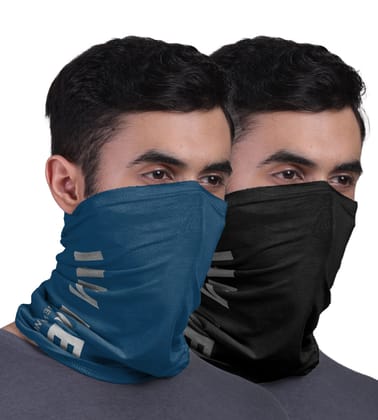 FREECULTR Unisex Bamboo Bandana, Anti Microbial Super Soft & Comfort Fit, Breathable Multipurpose Headband, Face Mask for Dust Protection and Sun - Printed Pack of 2-Black,Sapphire Blue FREECULTR Unisex Bamboo Bandana, Anti Microbial Super Soft & Comfort Fit, Breathable Multipurpose Headband, Face Mask for Dust Protection and Sun - Printed Pack of 2-Black,Sapphire Blue