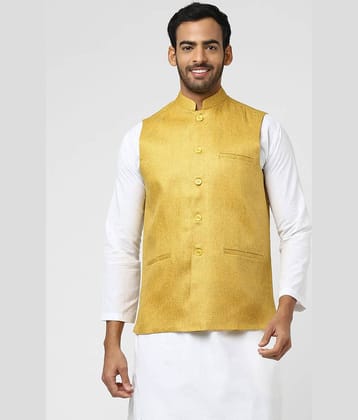 DESHBANDHU DBK Yellow Jute Nehru Jacket Single Pack