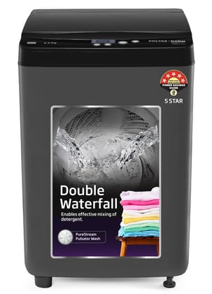 Voltas Beko, A Tata Product 6.5 Kg 5 Star Fully-Automatic Top Loading Washing Machine (WTL6504UEA/OBS2P10 Eco-Series,Dark Grey, Pulsator wash and Double waterfall technology) Voltas Beko, A Tata Product 6.5 Kg 5 Star Fully-Automatic Top Loading Washing M