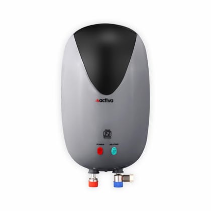 ACTIVA 3L Instant Water Geyser | 3000W ISI Copper Heating Element | Fast Heating Electric Water Heater | Anti Rust Tank | ABS Body | Energy Efficient | Wall Mounted | 2 Year Warranty | Black & Grey ACTIVA 3L Instant Water Geyser | 3000W ISI Copper Heatin