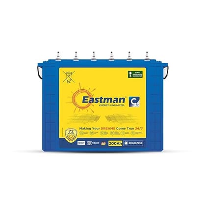 Eastman EM20072SB | Eastman 200Ah Tall Tubular Solar Battery | Warranty 72 (36+36) Months for Home & Office