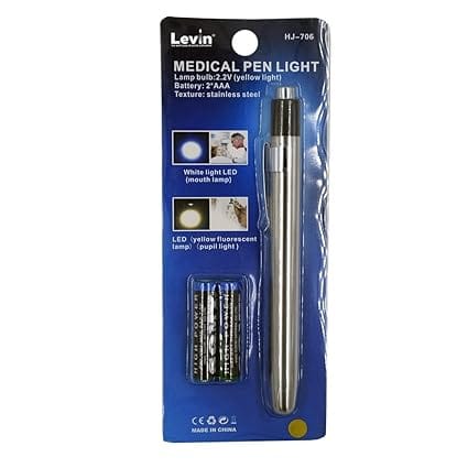 AABHA Mini Medical Pocket Pen Light, Stainless Steel, Warm Yellow Light | Travelling LED Flashlight | Pocket Medical Torch Light