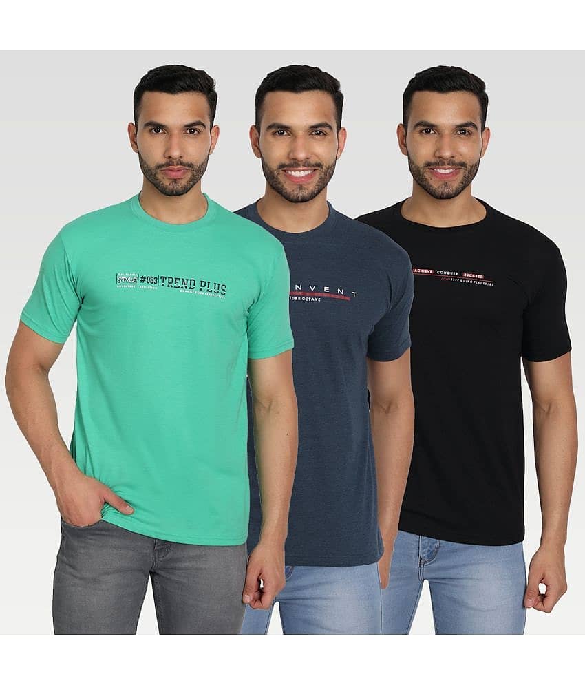Zeffit Pack of 3 Cotton Blend Regular Fit Men's T-Shirt ( Multicolor )