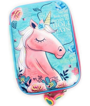 2357 YESKART-Premium Stylish Unicorn Owl Print Large Capacity Hardtop EVA Pencil Case Organizer School Kids Girls Women Pen Holder Pouch Multipurpose MULTICOLOUR