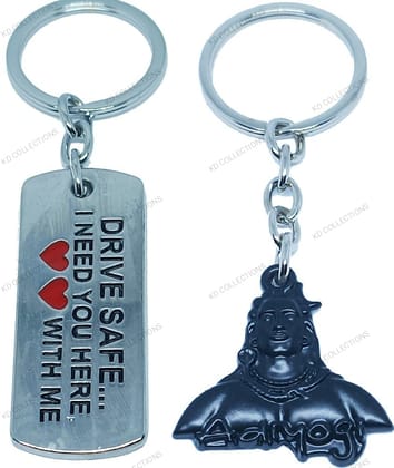 KD COLLECTIONS Drive Safe Keychain & Lord Shiva Shankar Mahadev Adiyogi Keychain Combo - Multicolor - Pack of 2 Keychains KD COLLECTIONS Drive Safe Keychain & Lord Shiva Shankar Mahadev Adiyogi Keychain Combo - Multicolor - Pack of 2 Keychains