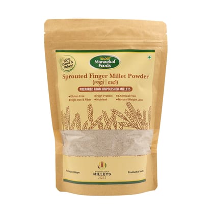 Sprouted Finger Millet Powder (Ragi Flour)500g  | Natural & Stone-Ground | Gluten-Free | High Calcium & Fiber | 500g