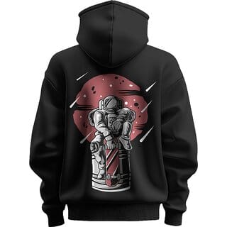 BULL CLOTHING Men's Astronaut Exploration Black Hoodie  Perfect for Comfort ,Soft and Long-Lasting Wear (M)
