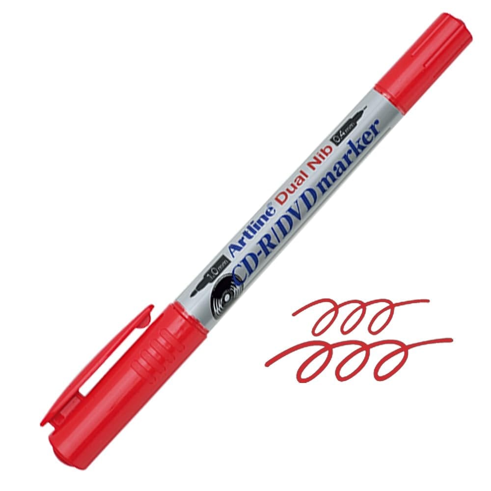 Artline CD-R/DVD marker Dual Nib Pack of 12 (Red Colours) | Professional marker for writing on your CD-R and DVDs