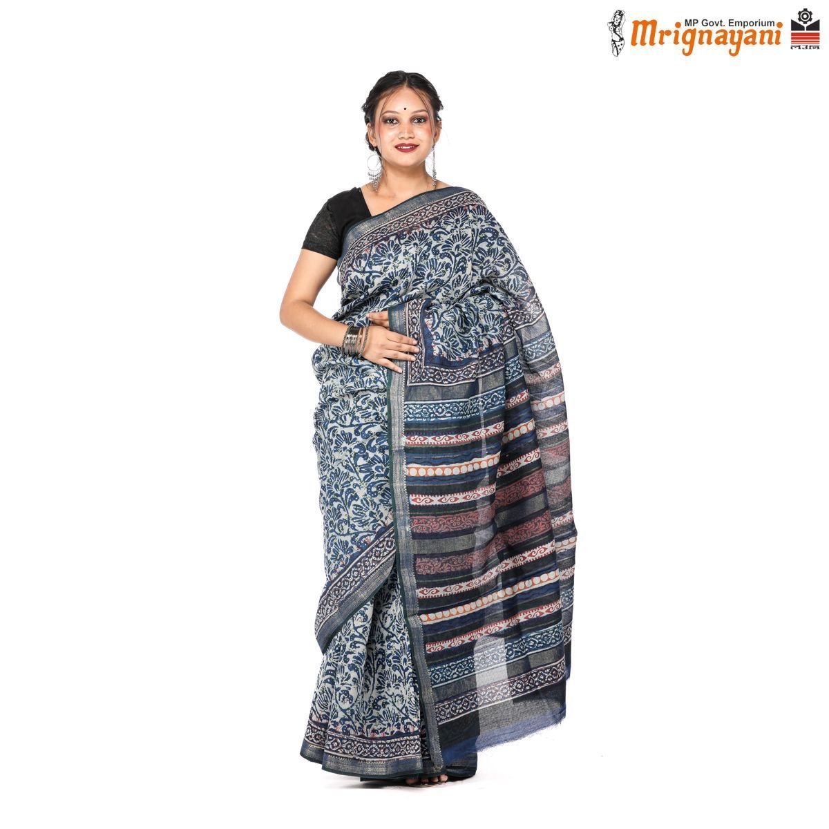 HANDLOOM MAHESHWARI SAREE WITH BLOUSE (SKU - 1SM901110522, SAREE - 1192)
